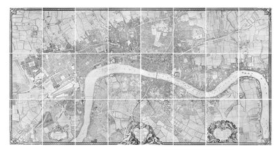 Ein Plan der Städte London und Westminster und des Stadtteils Southwark, 1746 von John Rocque